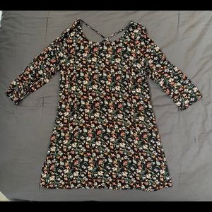 Cross-back Flower Print Dress